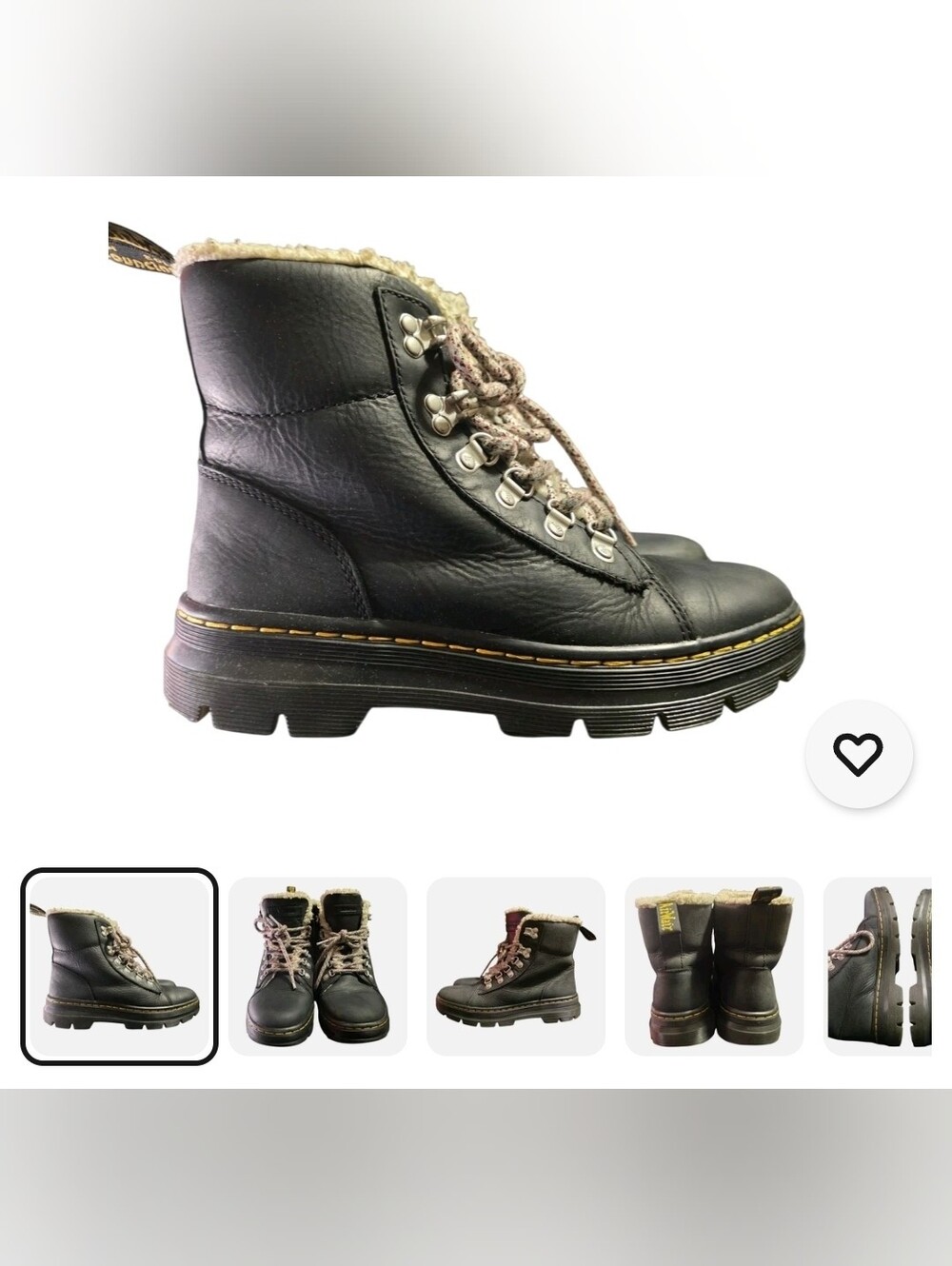 Dr. Martens Combs Black Wyoming Leather Black Combat Boots Womens Shoes Size 7